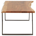 Live Edge Acacia Wood Top Coffee Table with Black Iron Legs