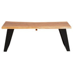 Live Edge Acacia Wood Top Coffee Table with Black Iron Legs