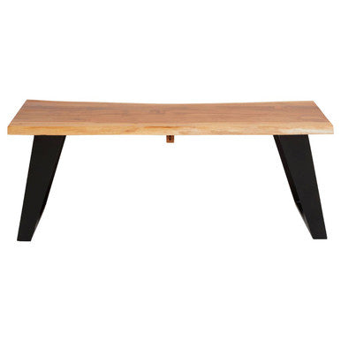 Live Edge Acacia Wood Top Coffee Table with Black Iron Legs