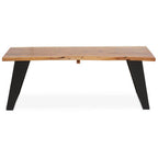 Live Edge Acacia Wood Top Coffee Table with Black Iron Legs
