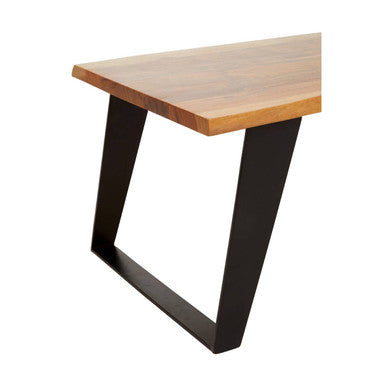 Live Edge Acacia Wood Top Coffee Table with Black Iron Legs