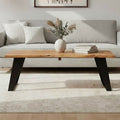 Live Edge Acacia Wood Top Coffee Table with Black Iron Legs