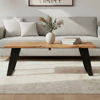 Live Edge Acacia Wood Top Coffee Table with Black Iron Legs