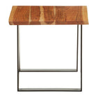 Brown Acacia Wood Top Side Table with Black Metal Legs