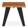 Brown Acacia Wood Top Side Table with Black Metal Legs