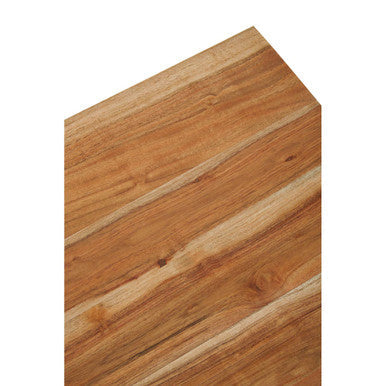 Brown Acacia Wood Top Side Table with Black Metal Legs