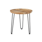 Natural Mango Wood Small Side Table with Black Iron Legs