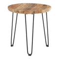 Natural Mango Wood Small Side Table with Black Iron Legs