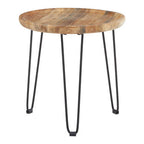 Natural Mango Wood Small Side Table with Black Iron Legs