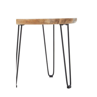 Natural Mango Wood Small Side Table with Black Iron Legs