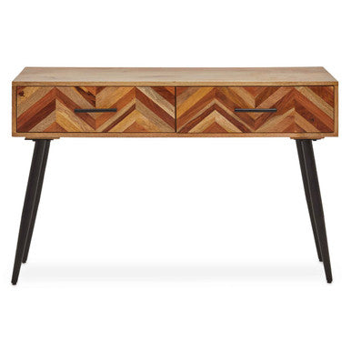 Natural Mango Wood 2-Drawer Console Table