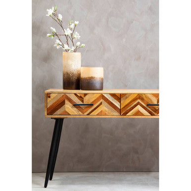 Natural Mango Wood 2-Drawer Console Table