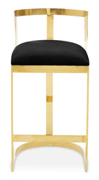 Black Velvet Bar Chair with Gold Finish Base