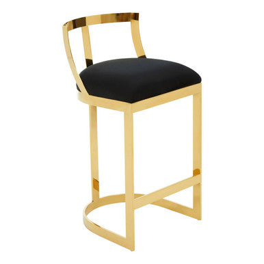 Black Velvet Bar Chair with Gold Finish Base