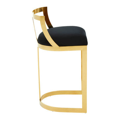 Black Velvet Bar Chair with Gold Finish Base