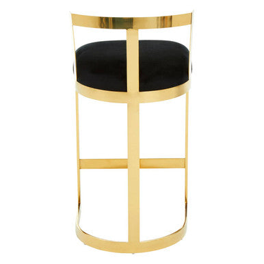 Black Velvet Bar Chair with Gold Finish Base