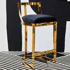 Black Velvet Bar Chair with Gold Finish Base