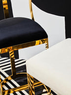 Black Velvet Bar Chair with Gold Finish Base