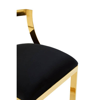 Black Velvet Bar Chair with Gold Finish Base