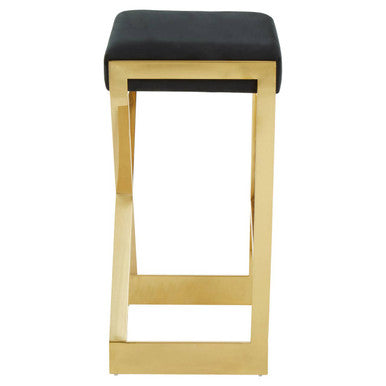 Black Velvet Bar Chair with Gold Finish Frame