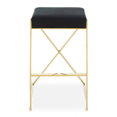 Black Velvet Bar Chair with Gold Finish Frame