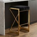 Black Velvet Bar Chair with Gold Finish Frame