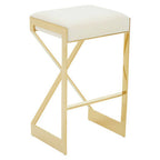 Ivory and Gold Finish Bar Stool