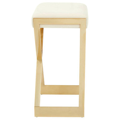 Ivory and Gold Finish Bar Stool