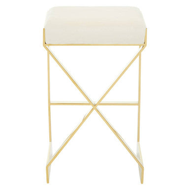 Ivory and Gold Finish Bar Stool