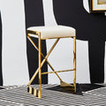 Ivory and Gold Finish Bar Stool