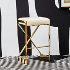 Ivory and Gold Finish Bar Stool