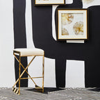 Ivory and Gold Finish Bar Stool