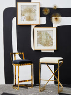 Ivory and Gold Finish Bar Stool