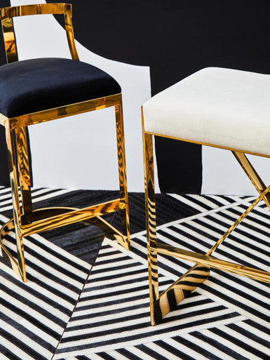 Ivory and Gold Finish Bar Stool