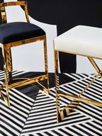 Ivory and Gold Finish Bar Stool