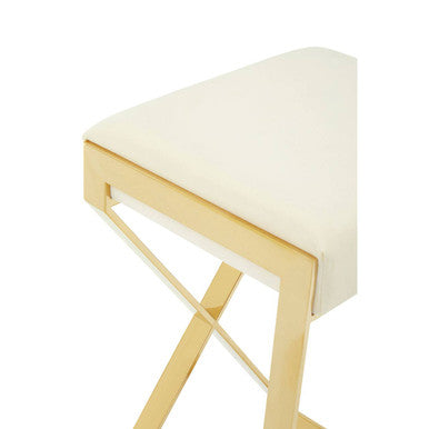 Ivory and Gold Finish Bar Stool