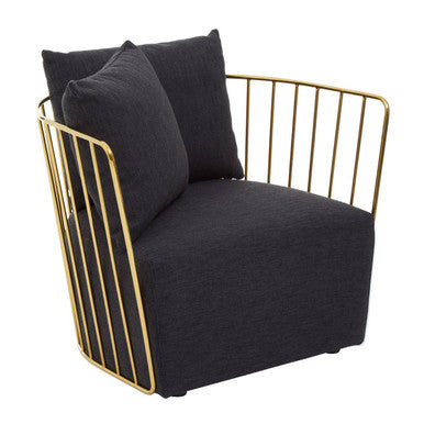 Black Fabric Chair with Gold Finish Frame