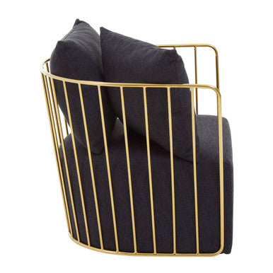 Black Fabric Chair with Gold Finish Frame
