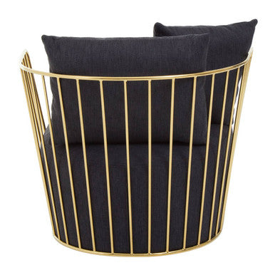 Black Fabric Chair with Gold Finish Frame