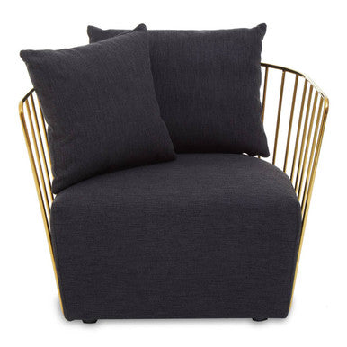 Black Fabric Chair with Gold Finish Frame