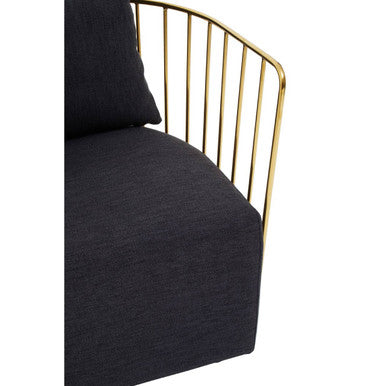 Black Fabric Chair with Gold Finish Frame