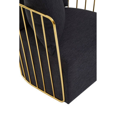 Black Fabric Chair with Gold Finish Frame