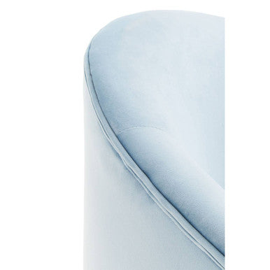 Aqua Blue Velvet Tub Armchair with Gold Finish Metal Legs