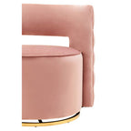 Pink Velvet Swivel Chair with Button Tufting