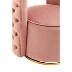 Pink Velvet Swivel Chair with Button Tufting