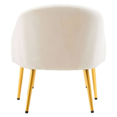 Dark Beige Velvet Chair and Footstool with Gold Powder Coated Legs