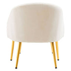 Dark Beige Velvet Chair and Footstool with Gold Powder Coated Legs