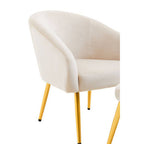 Dark Beige Velvet Chair and Footstool with Gold Powder Coated Legs