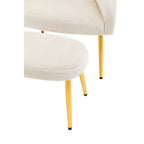 Dark Beige Velvet Chair and Footstool with Gold Powder Coated Legs