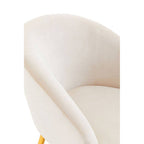 Dark Beige Velvet Chair and Footstool with Gold Powder Coated Legs